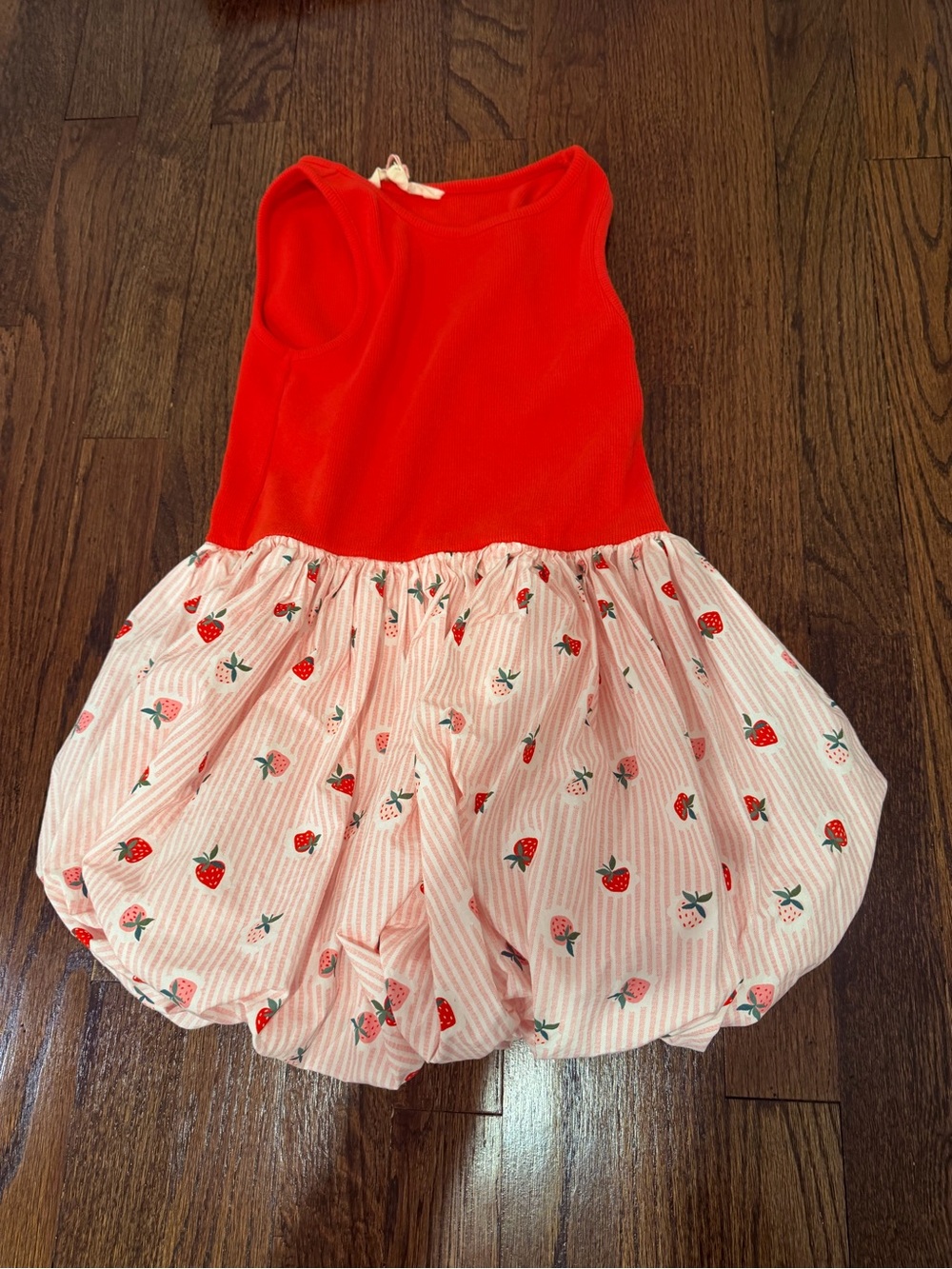 Mini Boden Girls Red & Pink Strawberry Bubble Dress